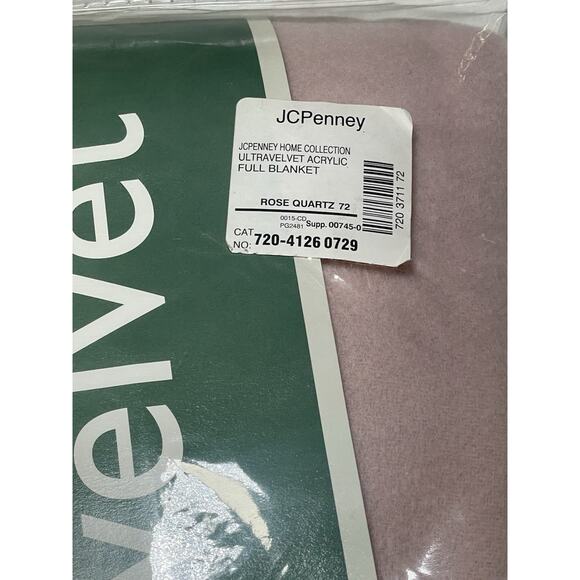 JC Penney Home Collection Acrylic Ultra Velvet Blanket FULL 80x90 Rose Quartz - Picture 4 of 5